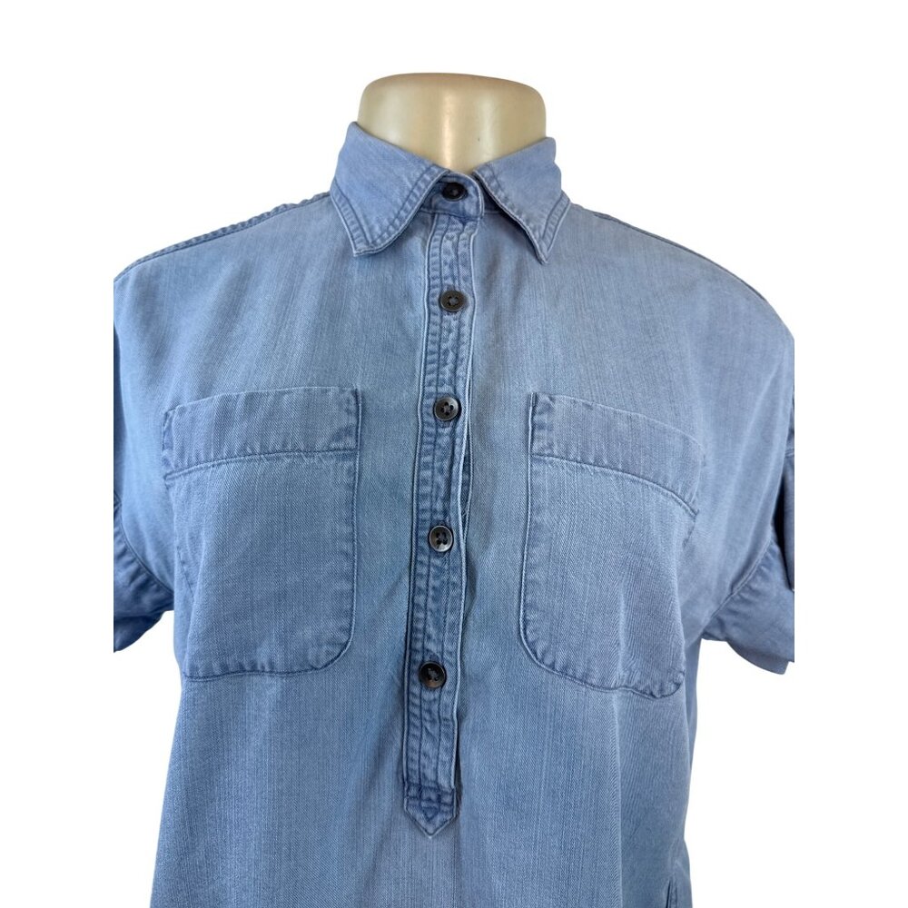 Chaps Petite Light Blue Button-Down Short Sleeve … - image 4
